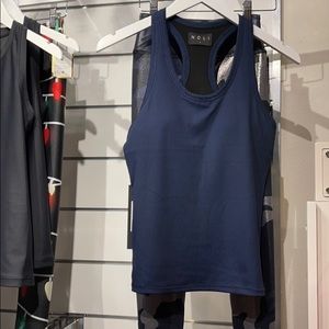 Noli Navy Blue Ribbed Tank- Built in Bra